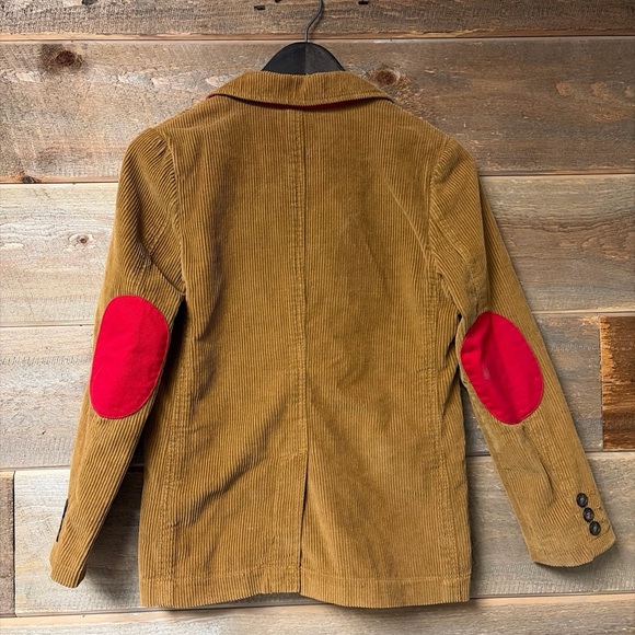 Mini Boden Boy's Brown Corduroy Blazer Jacket-Red Elbow Patches Size 9/10Y - Picture 5 of 5